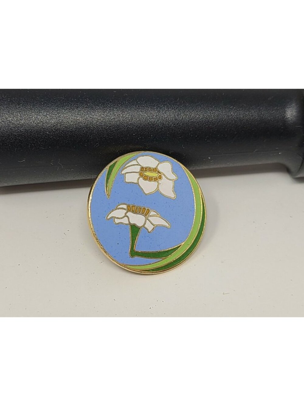 Vintage Girard Blue Enamel Flower Pin 1979 Brooch